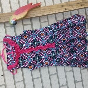 Hartstrings Pink and Blue Patterned Kids Dress